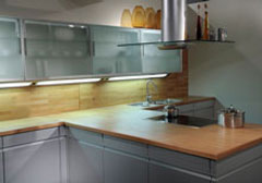 modern kitchen with butcher block tops