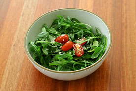 butcherblock countertop with salad bowl