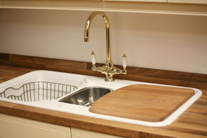 butcher block countertop and cutting board